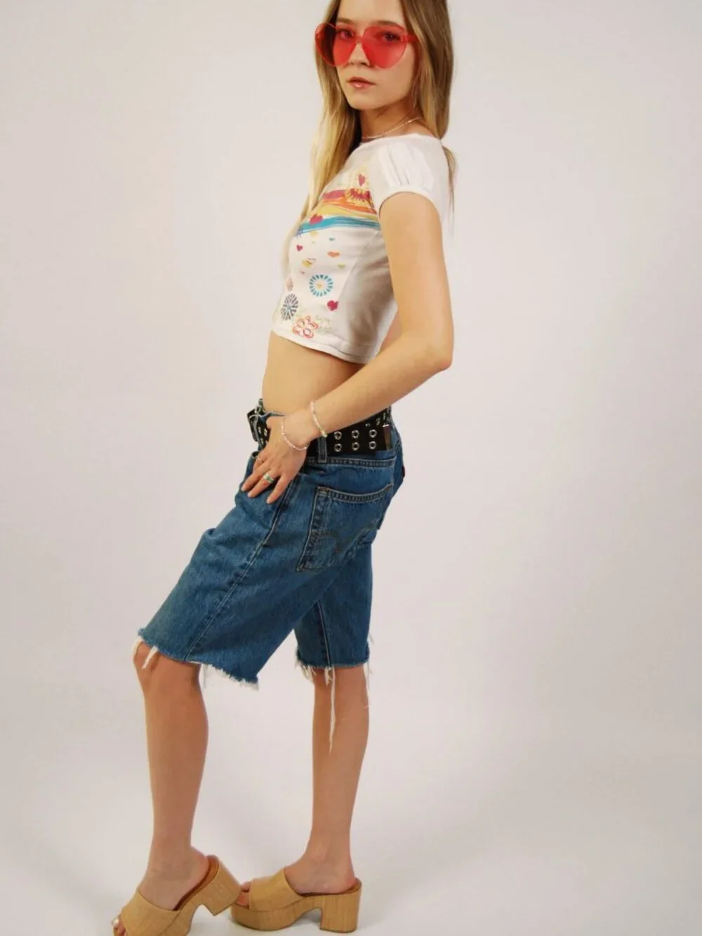 Y2K Levis 501 Shorts (32) blue denim vintage mens cutoff jorts baggy casual cool